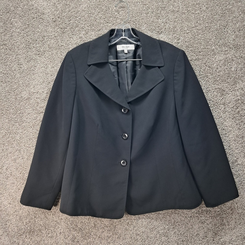 Jones Studio Separates Black 3 Button Blazer Jacket Plus Size 16W Professional
